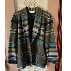 Blair Retro Southwest Striped Unlined Blazer with Pockets Multicolor Size M
